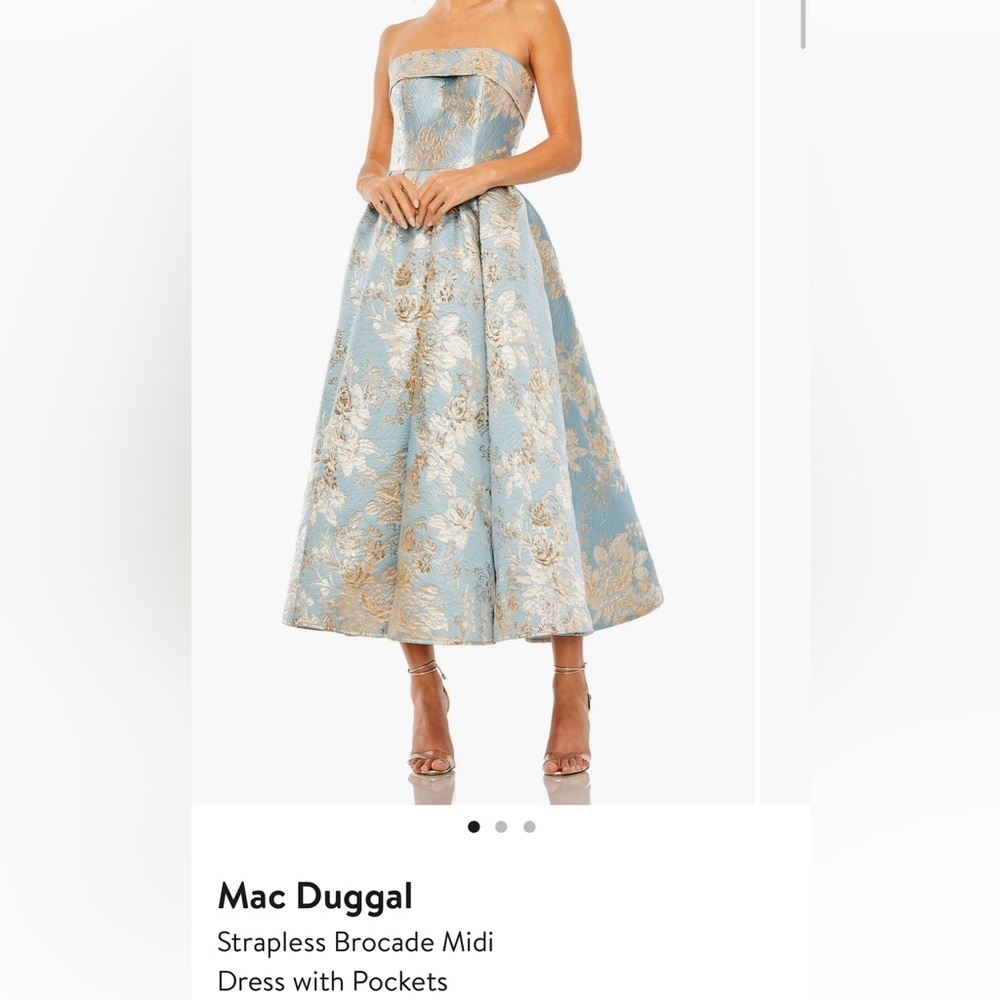 Mac Duggal Light Blue Midi Dress
